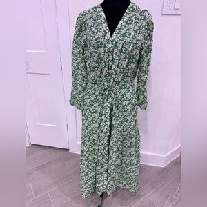 TROVATA BIRDS OF PARADIS Sylvie Dress Green White Floral Size Large GUC